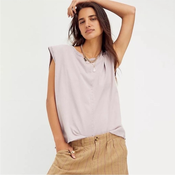 We The Free Tops - Free People We The Free Kasee Lavender Mauve Boxy Muscle Tee Size S 100% Cotton